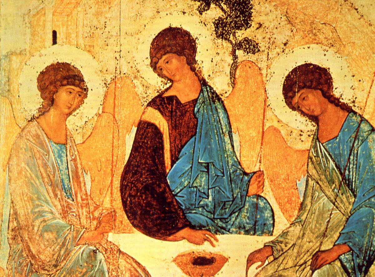 Religious icon figures with halos